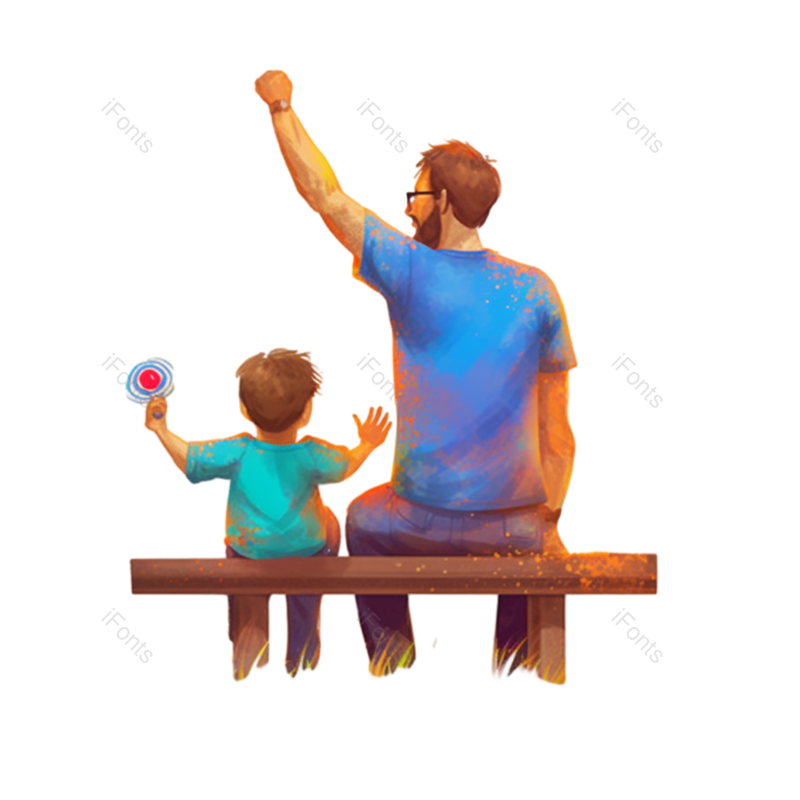 父亲节图片,户外元素,背影PNG,孩子免抠素材